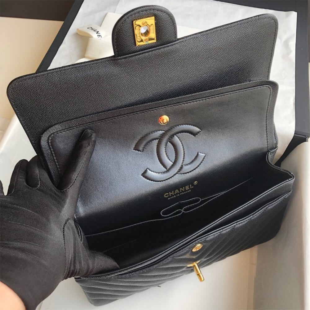 Chanel Classic Chevron Tweed Medium Flap