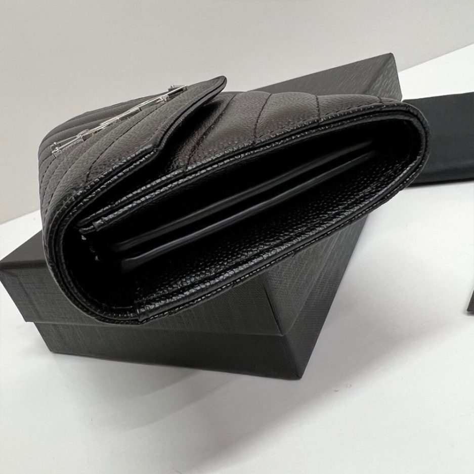 YSL CASSANDRE MATELASSÉ LARGE FLAP WALLET IN GRAIN DE POUDRE LEATHER